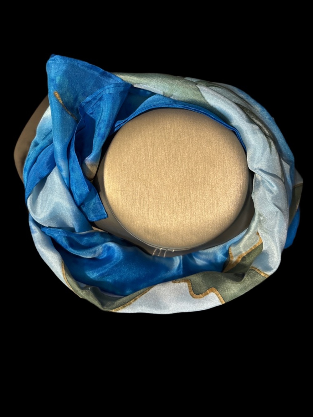 Blue Vintage Watercolour Tropical Silk Scarf- Artist signiture unknown